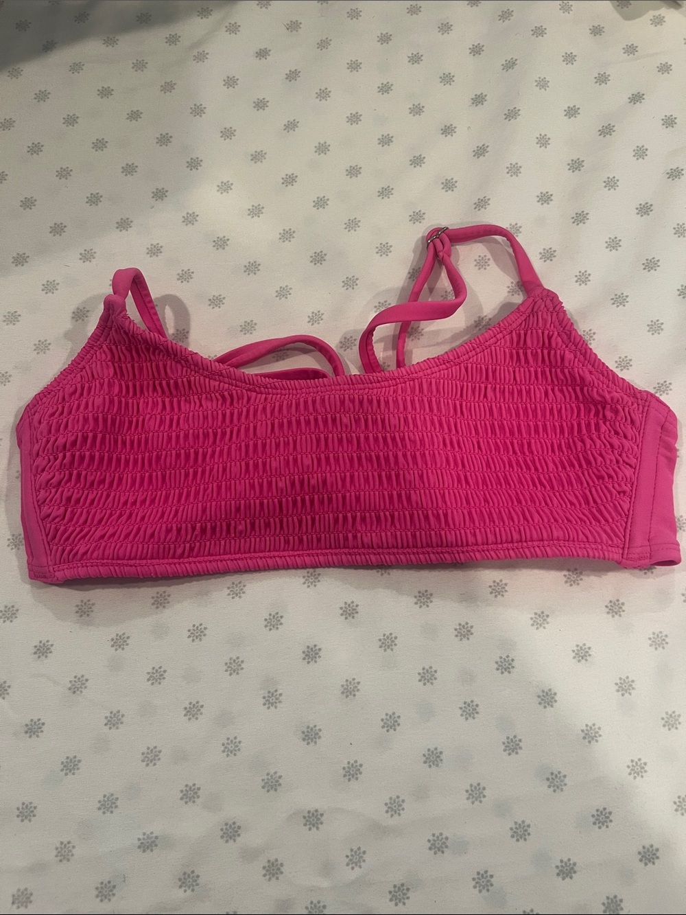 wild fable Hot Pink Smocked Bralette Bikini Top